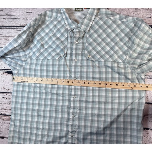 Howler Bros Men's XL Pearl Snap‎ Blue Plaid Long Sleeve Shirt Vented Fishing - Picture 5 of 9
